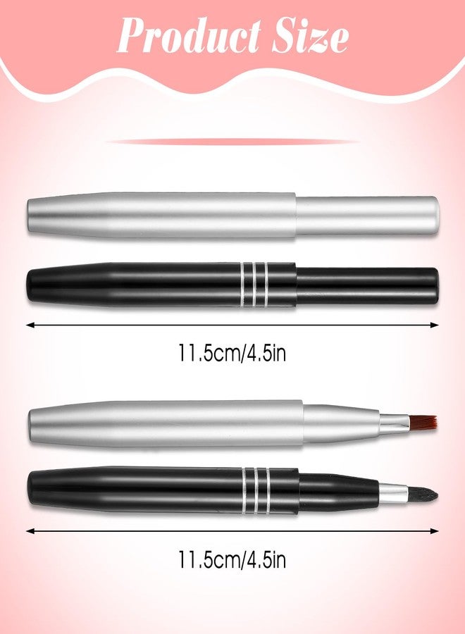 DOPENSPI 4 Pcs Retractable Lip Brush,Rounded Head Lipstick Brush Retractable Portable Lip Liner Brushes Lips Balm Applicator for Travel Makeup Kit - Image 3